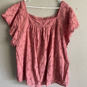 Pink Eyelet Women's Top